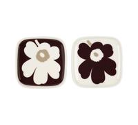 Marimekko Unikko plate 10x10 cm 2 pack Burgundy-white-beige