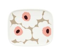 Marimekko Unikko plate 12x15 cm White-clay-powder-dark wine