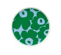 Marimekko - Unikko Plate 20 cm, White / Green / It Blue - White