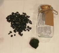 Marimo Moss Ball in Glass Jar - Multi Size & Gravel Colours - Terrarium Kit - Fresh Live Aquatic Aquarium Pet Gift (10cm Jar - Black Gravel)