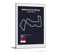 Marina Bay F1 Street Circuit Map Poster Poster Vintage Art, Wall Canvas, Decoration Aesthetic, Living Room, Kids Room Dormitory, Cafe, Bathroom, Suitable for Bedroom, Gym, Cool Classic 20x30inch(50x75