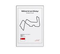 Marina Bay F1 Street Circuit Map Posters Poster Vintage Art, Wall Canvas, Decoration Aesthetic, Living Room, Kids Room Dormitory, Cafe, Bathroom, Suitable for Bedroom, Gym, Cool Classic 16x24inch(40x6