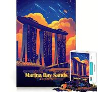 Marina Bay Sands Singapore 1000 Pieces Puzzles for Teenagers Serene Game Smooth Joint Pattern Build (38x26cm)