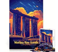 Marina Bay Sands Singapore 1000 Pieces Puzzles for Teenagers Serene Game Smooth Joint Pattern Build (38x26cm)