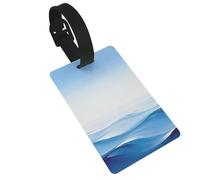 Marina Blue Wave Luggage Tags for Suitcases - Durable PVC ID Tags with Detachable Straps for Travel, Backpack, Golf Bag, Anti-Loss