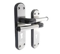 Marina Door Handle Two Tone Lock Lever - Black Nickel And Satin By Betley Butterfly