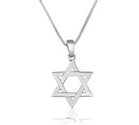 Marina Jewellery Real 925 Sterling Silver Chain Necklace, Star of David Pendant, 18 in. Box Chain
