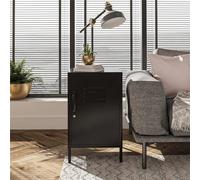 marina metal end table with 1 door in black