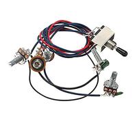 Marinada Lp Electric Guitar Pickups Wiring Harness Kit 2T2V 500K Pots 3 Way Switch With Jack For Dual Humbucker Les Pual Style Guitar Replacements, Black Cap