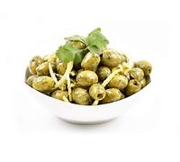 Marinated Greek Pitted Olives - Lemon, Garlic & Coriander - 2.9 Kg Tub - Freshly Made in Britain.