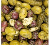Marinated Pitted Olives - Basil & Garlic - Net 1KG [500g N Drained Weight]