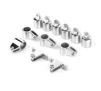 Marine 316 Stainless Steel 6 Jaw Slide 4 Eye End Cap 2 Deck Hinge 3-Bow Bimini Top Fitting Set for Boats Yachts - Silver 12pcs 7/8in