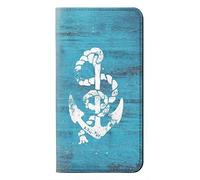Marine Anchor Blue PU Leather Flip Case Cover For Motorola Moto E6 Plus, Moto E6s