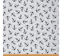 Marine Anchor Decor Fabric by The Yard Nautical Themed Navigation Upholstery Fabric Ocean Coastal Outdoor Fabric Sea Adventure Reupholstery Fabric for Chairs 1 Yard (L92*W150cm) White Black