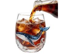 Marine Animal Bar Glassware, Thick High Borosilicate Cocktail Cup | Octopus Turtle Shark Embossed Tumbler Multi-Wine Compatible for Home Pub Bar Decor Gifts