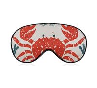 Marine Animal Themed Crab Sleep Mask with Adjustable Strap, Breathable Sleep Masks for Women Men, Soft Eye Mask for Side Sleepers, Travel, Office Nap, Airplane & Blocking Light