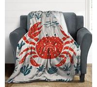 Marine Animal Themed Crab Throw Blanket for Bed Plush Cozy Flannel Blankets Soft Woollen Blanket Lightweight Blanket for Couch Sofa Chair Office Camping Travel 50"*60"（130 * 150cm）