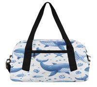 Marine Animals Whales Kids Duffle Bag Boys Girls Small Sport Dance Gym Bag for Overnight Travel Weekender Carry On, Whale Starfish, 18.5"L x 9.4"W x 7.8"H
