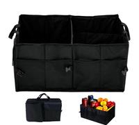 Marine Aurora Foldable Car Boot Organiser, Extra-Large Trunk Storage Bag with Multi-Pockets & Non-Slip Base - Universal Fit for All Vehicles, Black (53cm x 38cm x 26cm)