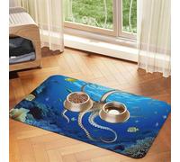 Marine Biology Dog Food Mats for Floors, 16x24 Inch Non-Slip Super Absorbent Pet Food Mat, Dishwasher Dog Mat for Food and Water, Cute Rubber Quick Dry Pet Feeding Mat for Dogs Puppy Cats