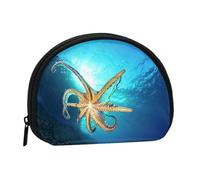 Marine Biology Mini Zipper Coin Purse, Small Travel Organizer with All-Over Print, Durable Polyester Fabric, Compact Pouch for Coins,Keys