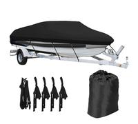 Marine Boat Cover - Runabout Hull Cover, Heavy Duty Boat Tarp | Waterproof 600D Oxford Cloth with Pole Support, UV Treated Canvas Wrap, Storage Bag for 17 to 19 Foot Trailerable Fishing Boat Protectio