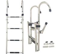 Marine Boat Ladder - Folding Stainless Steel 5-Step Dock Boarding Ladder for Pontoon and Ship Decks