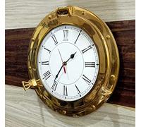 Marine Brass Wall Clock Decorative Nautical Decor Gift Clock for Living Room, Modern, Bedroom, Office (12 inches, Brass)