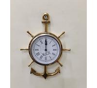 Marine Brass Wall Clock Decorative Nautical Decor Gift Clock for Living Room, Modern, Bedroom, Office (D-7 inch, Full Size -14 inch, Brass)