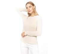 Marine Cashmere - Crewneck Sweater in Pure Cashmere for Women, Delicate and Soft 100% Cashmere Yarn, Made in Italy (White - S)
