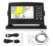 Marine Chart Plotter Boat GPS Navigator GPS Chart Plotter Satellite Navigator with GNSS Antenna Dual Map System IPX6 Waterproof for Marine Boat Navigation