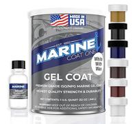 Marine Coat One Iso/Npg Gel Coat White with Wax with MEKP Catalyst for Hardening, with 6 Color Tinting Pigments, Gel Coat Repair Kit for Boats, Fiberglass (1 Quart)