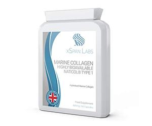 Marine Collagen 600mg 60 Capsules - Highly Bioavailable Naticol® Type 1 Produced by enzymatic hydrolysis ensuring The Highest Levels of oligopeptides with Maximum Purity