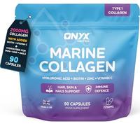 Marine Collagen Capsules 2000mg - Type 1 Hydrolysed Fish Collagen Peptides with Hyaluronic Acid 150mg, Biotin & Vitamin C | Hair Skin Nails & Joint Support Supplement for Women & Men | 90 Capsules