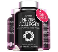 Marine Collagen Capsules 2200mg - with Hyaluronic Acid & Vitamin C - High Strength Complex for Skin Hair Support - Premium Type 1 Peptides - 120 Capsules