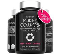 Marine Collagen Capsules 2200mg with Hyaluronic Acid & Vitamin C | High Strength Complex for Skin & Hair Support - Premium Type 1 Collagen Peptides - Supplements for Women & Men - 120 Capsules