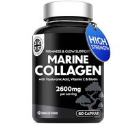 Marine Collagen Capsules 2600mg - Type 1 & 3 Hydrolysed - with Hyaluronic Acid & Vitamin C - High Strength Complex for Skin, Hair, Nails & Joints - 60 Capsules - Women & Men - UK Formulated