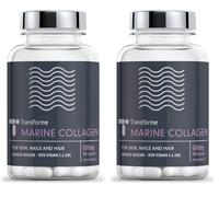 Marine Collagen Capsules, Hydrolysed Collagen Peptides with Vitamin C and Zinc, 120 600mg Capsules, 1200mg Serving, Daily Support for Skin, Hair and Nails, UK Made by Transforme (Pack of 2)