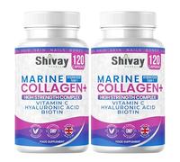 Marine Collagen Complex with Vitamin C, Hyaluronic Acid, Biotin | 1000mg Hydrolysed Type I Collagen Supplement | 240 Capsules - 4 Month Supply | Made in UK by Shivay Herbals