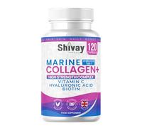 Marine Collagen Complex with Vitamin C, Hyaluronic Acid, Biotin | 1000mg Hydrolysed Type I Collagen Supplement for Hair Skin Nails | 120 Capsules - 2 Month Supply | Made in UK by Shivay Herbals