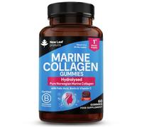 Marine Collagen Gummies for Women, 60 Gummies 1 Month Biotin, Folic Acid | Hydrolysed Type 1 Norwegian marine collagen with Vitamin C for normal collagen formation, High Strength, UK Made by New Leaf