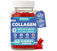 Marine Collagen Gummies with Keratin, Biotin & Bamboo | 14-in-1 Multi-Complex | Cranberry Flavour | 60 Gummies | Supports Hair, Skin, Nails & Joints
