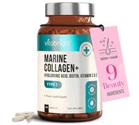 Marine Collagen Supplements for Women 2331mg Complex | 120 Hydrolyzed Marine Collagen Capsules with Hyaluronic Acid | Skin Supplements for Women | Vitabright