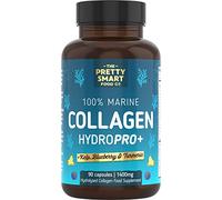 Marine Collagen Supplements For Women - with Hyaluronic Acid, Biotin, Blueberry & Vitamins - 1400MG - Pure Hydrolyzed Peptides - 45 Day Supply - 90 Capsules (not tablets) - UK Made - Pretty Smart Food
