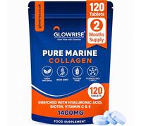 Marine Collagen Tablets with Hyaluronic Acid & Biotin - 120 Tablets, 2 Month Supply - 1400mg Hydrolysed Collagen with Vitamin C, Zinc, Turmeric - for Skin, Hair, Nails & Joints - Halal