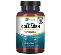 Marine Collagen with Hyaluronic Acid 1100mg | 90 Collagen Capsules High Strength for Women & Men | Vitamins C, E, B2, Biotin, Copp