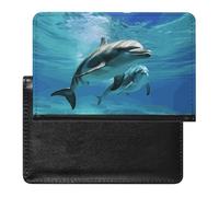Marine Dolphin Passport Holder for Trave Waterproof Travel Wallet Holds Passports Cards Tickets ID Cash