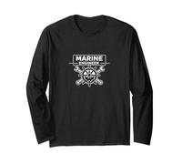 Marine Engineer Ship Wheel Minimalist Maritime Design Long Sleeve T-Shirt