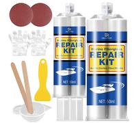 Marine Fiberglass Repair Kit - 100ml Clear Gel Coat & Gelcoat Kit for Boats, Fiberglass Repair Epoxy Filler, Fast Repair for Scratches, Cracks, Holes, Fiber Glass Patch for Acrylic, Porcelain