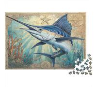 Marine Fish Art-Vintage Ocean Illustration 1000 Piece Jigsaws with Precision Cut Personalised Jigsaws As A Party Puzzle Game for Social Gatherings 70x50cm/1000pcs